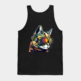 Colorful Cat - A Cat In A Ski Googles Skiing Skier Tank Top